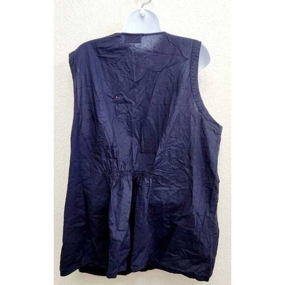 St John's Bay Navy Blue Sleeveless V Neck Decorative Metal Bead Top 3X Plus Soft - Picture 3 of 5